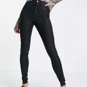 ASOS- faux leather coated black high waisted paints size 32W/36L *Never Worn*